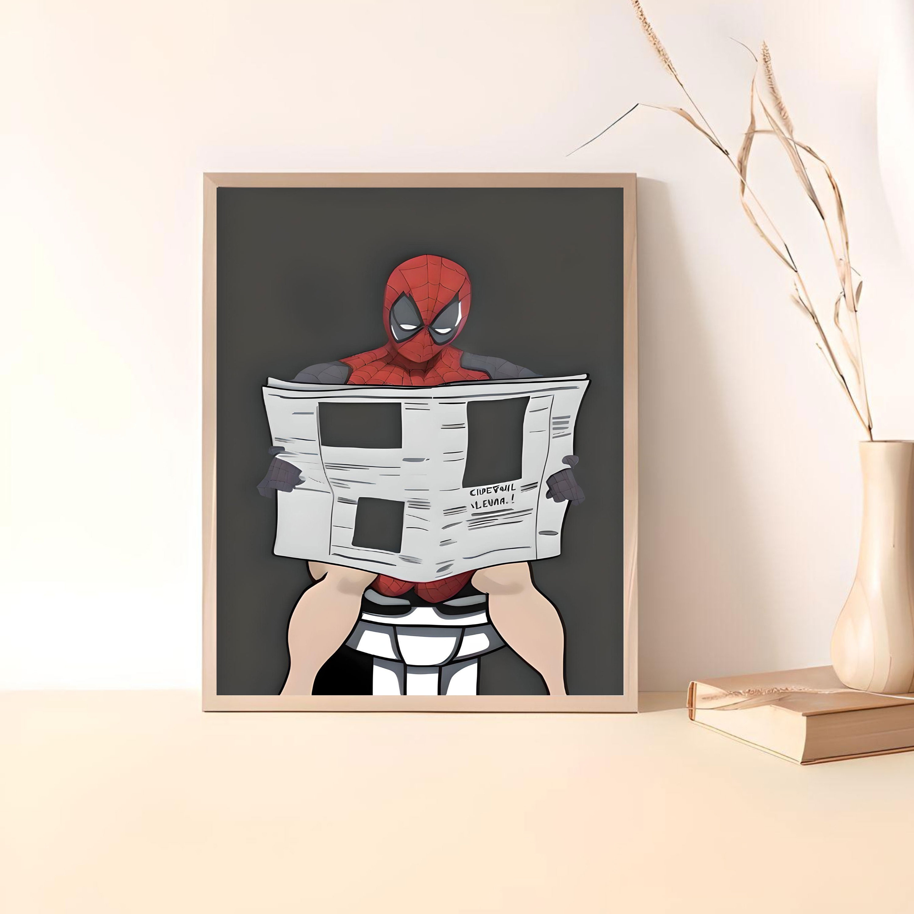 Spiderman on the Toilet Poster | Marvel Comics Humorous Superhero