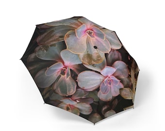 Paraguas plegable semiautomático con diseño de suculentas coloridas