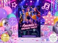 Kpop Hunters Birthday Invitation, Demon Hunter Theme Party Anime Girl Invite, Fantasy Pop Star Canva Template, Editable Download 260237 product logo
