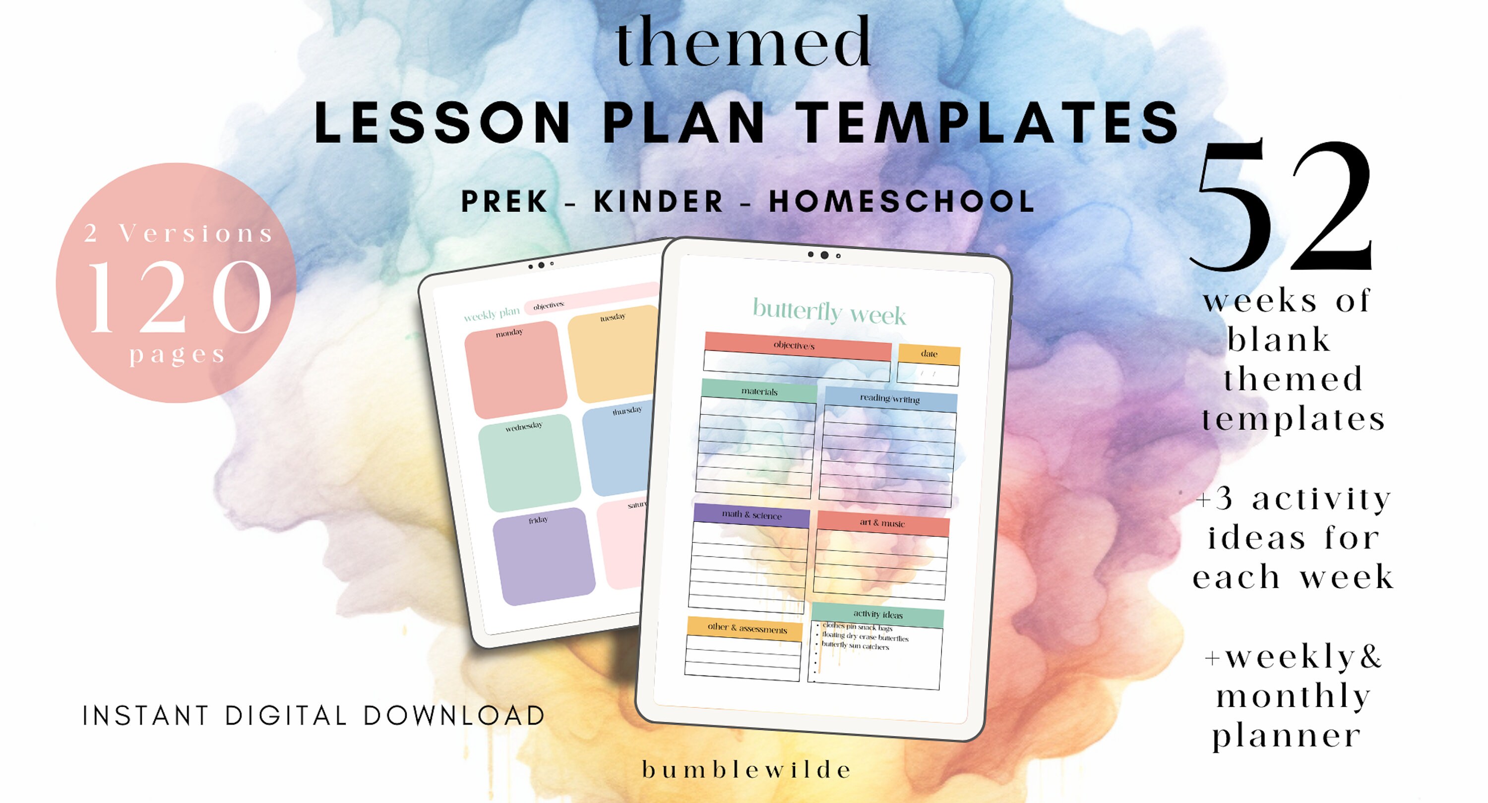 52 Themed Prek Lesson Plan Templates, Weekly Lesson Plan Templates