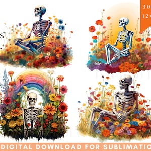 Floral Skeleton Halloween Png Files, Skeleton Png, Halloween Sublimation Design, Spooky Season, Fall Png, Spooky