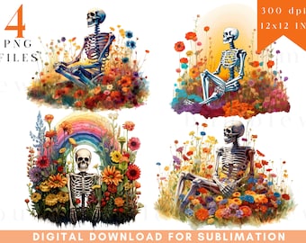 Floral Skelett Halloween Png-Dateien, Skelett Png, Halloween Sublimation Design, gruselige Saison, Herbst Png, Gruselig