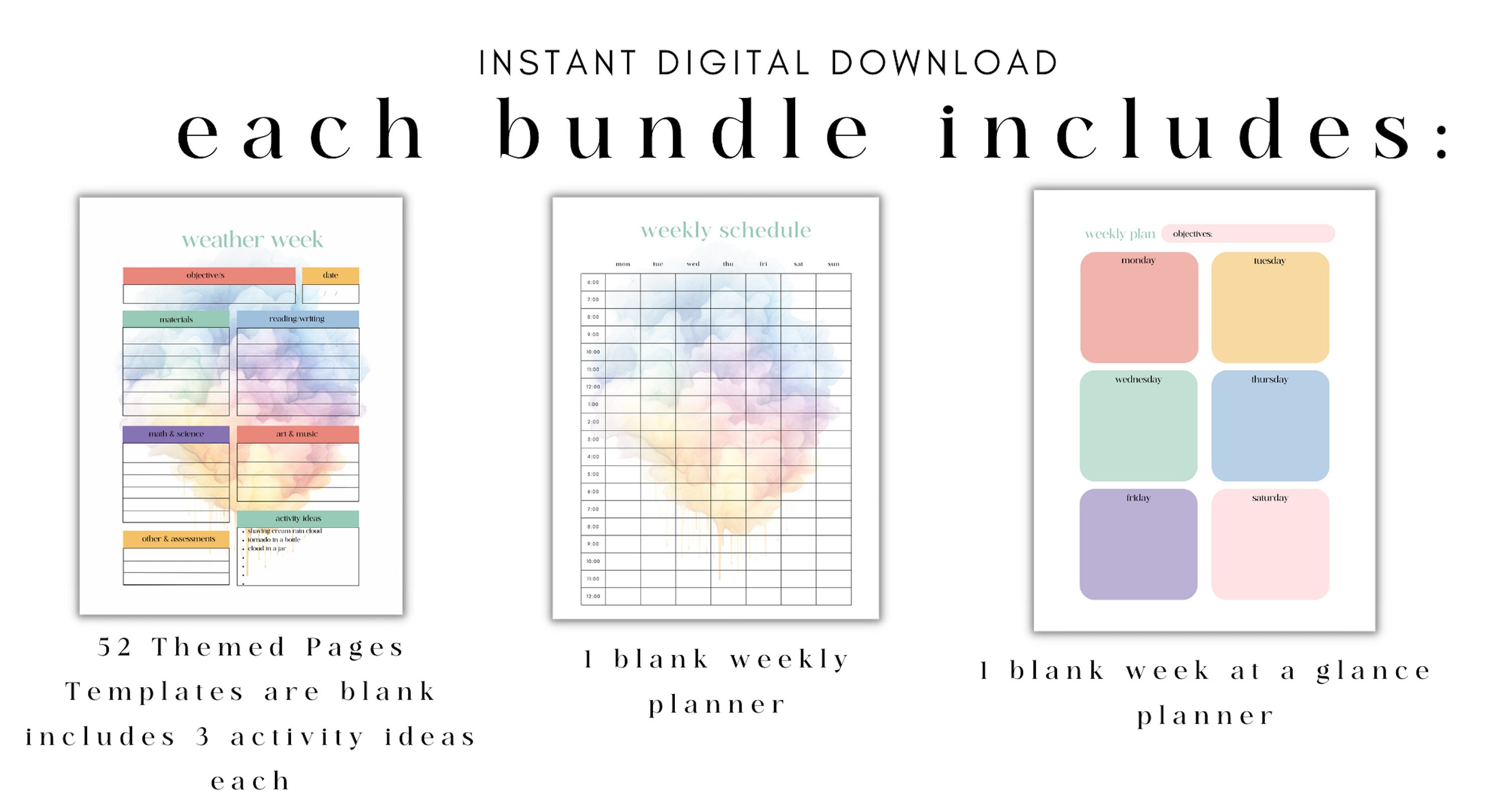 52 Themed Prek Lesson Plan Templates, Weekly Lesson Plan Templates