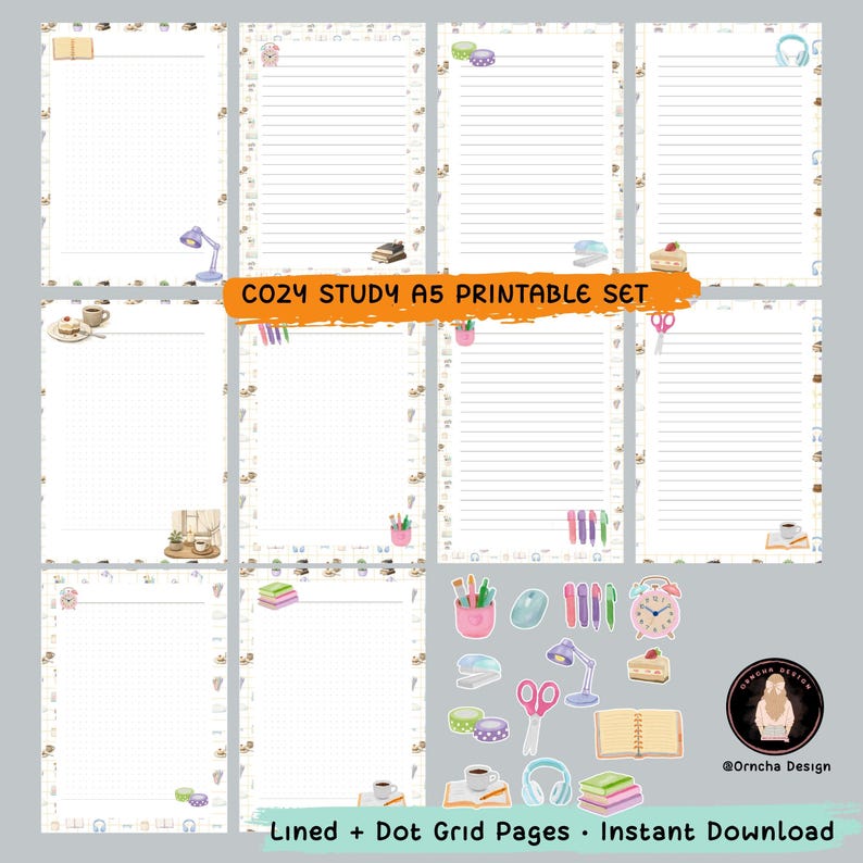 Cozy Notes Cozy Cafe A5 Note Paper Set | Lined, Dot Grid (digital Download ...
