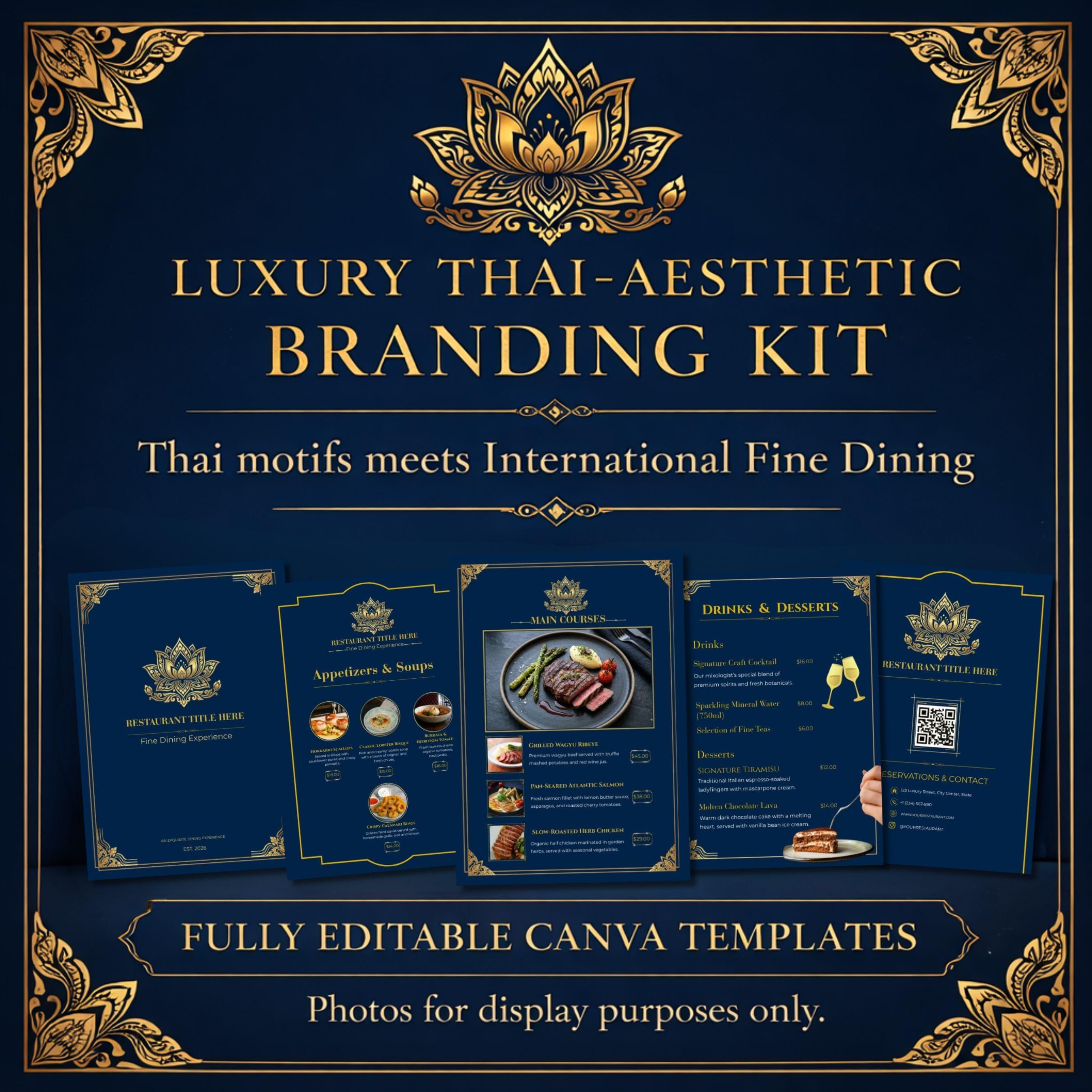 Luxury Menu Template,modern Thai Aesthetic International Cuisine ...