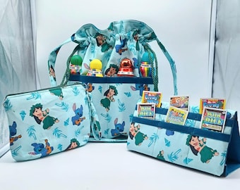 Teal Lilo and Stitch Bingo Bag USA Tote Mother's Day Mom Grandma Gifts Birthday Bingo Lovers Pulltab Holder