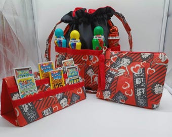 Betty Boop Bingo Bag Pink Tote Mother's Day Mom Grandma Gifts Birthday Bingo Lovers Blue Bag Pulltab Holder
