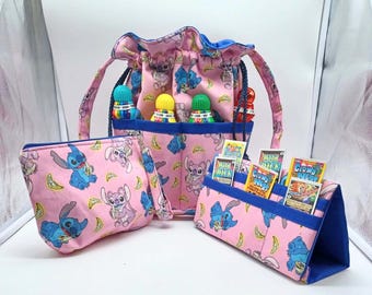 Pink Lilo and Stitch Bingo Bag USA Tote Mother's Day Mom Grandma Gifts Birthday Bingo Lovers Pulltab Holder