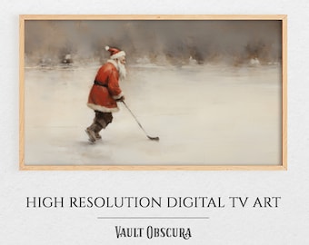 Vintage Hockey Santa Frame TV Art: Winter Scene (Digital Download)