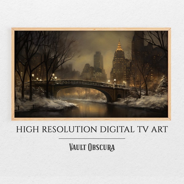 Christmas Vintage Frame TV Art | Winter New York City Scene | High-Resolution Digital Artwork | Central Park | Instant Download
