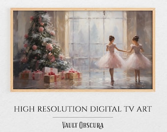 Vintage Christmas Ballerinas Frame TV Art: Snowy Winter Scene (Digital Download)