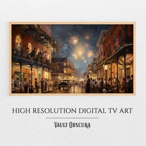 Vintage New Orleans New Year Frame TV Art | Winter Art for TV | Fantasy Art | New Year Party TV Art | New Year Fine Art | Instant Download