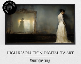 Victorian Ghost Mirror Frame TV Art: Gothic Skulls & Roses (Digital Download)