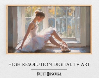 ヴィンテージ 美しいバレリーナのフレーム　バレエペア　額縁 フレームテレビアート バレリーナのダンス、Samsung フレームテレビ