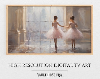 Vintage Ballet Frame TV Art | Degas Style Artwork | High-Resolution Digital Artwork | Romantic Winter Scene | Instant Download