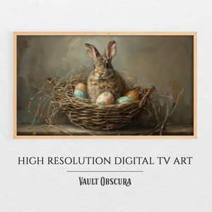 Easter Bunny and Eggs Frame TV Art | Brown Bunny Frame TV Artwork | High-Resolution Digital Artwork | Cute Springtime Art | Instant Download