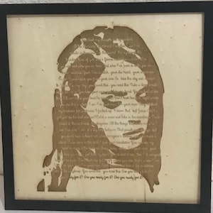 Lana del Rey Portrait with lyric on wood 30x30 Lana del Rey fan. Lana gift framed portrait song lyrics Mariners Apartment Complex handmade