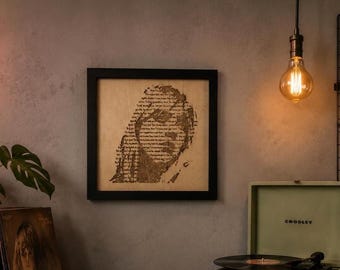 Cuadro decorativo de Billie Eilish: retrato de madera con la letra de la canción, decoración musical tamaño vinilo, obra de arte de madera laminada hecha a mano, regalo para fans de Billie Eilish.