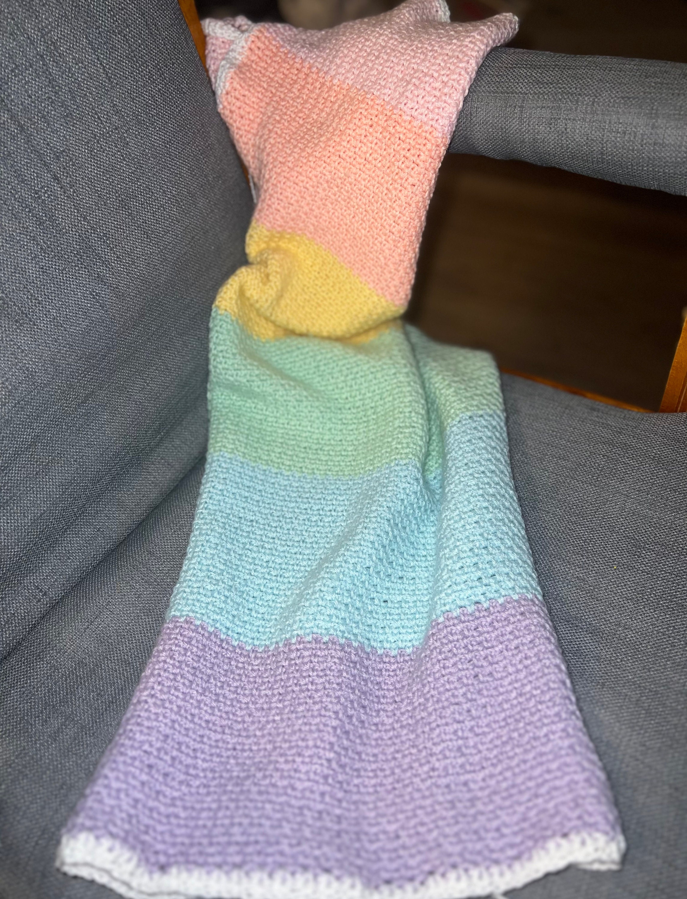 30 Rainbow Blanket Crochet Patterns to Brighten Baby Rooms, Throws, and Gift Giving 34 Pastel Rainbow Blanket Crochet Pattern