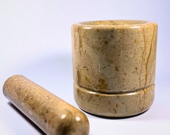 Premium Marble Pestle and Mortar Set - Durable Stone Kitchen Grinding Tool