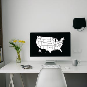 United States map with state borders print, United States map wall art print, United States map wallpaper 1920:1080 resolution
