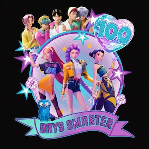 100 Days Smarter K-Pop Png, 100 days of School Png, 100 days Demon Hunters Png, Saja Boys Girls Bands