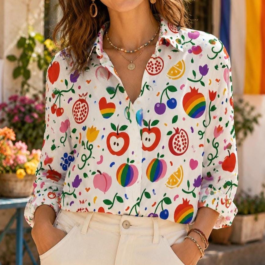 Rainbow Blouse - Etsy