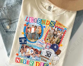Retro 1990er Baseball Legenden sterben nie Png, Baseball Team Matching Shirt Png, Baseball Film Shirt Design Png, Baseball Squad Crew Png