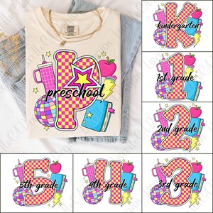 Back to School Bundle PNG, Preppy Teacher First Day of School Shirt Design, Girly Coquette Sublimation, Pink Bow Pre-k 1st/2nd/3rd/4th Grade