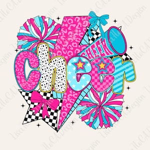 Cheer Preppy Game Day Png, Colorful Cheer Mom Shirt Sublimation, Coquette Cheerleader Png, Girly Pom Pom Png, Pink Cheer Competition Png