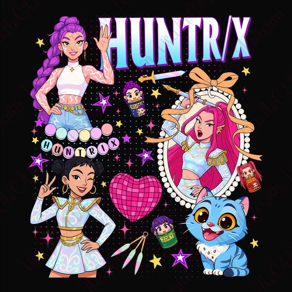 Huntrix Bracelet Kpop Demon Hunters Png, Saja Girls Png, Anime Lover Gift Mira, Rumi, Zoey, Derpy Tiger Png, Huntrix Fan Shirt, Kpop Huntrix