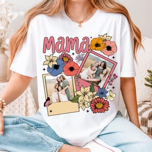 Custom Mama Kids Photo Png, Mothers Day Png, Add Photos, Mom Floral Coquette Bow Png, Flowers, Hand drawn, Gift For Mom, Sublimation Design