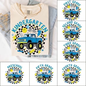 Back to School For Boys Bundle Png, Kindergarten Dude, First Day Of School, Truck For Boy Png, Ready To Crush First/ Second/ Third Grade Png