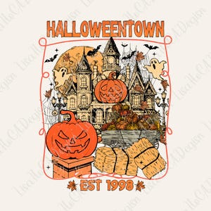 Halloweentown Est 1998 png, Retro Halloween png, Halloween Pumpkin png, Trendy Halloween png, Pumpkin png, Fall png, Halloween png
