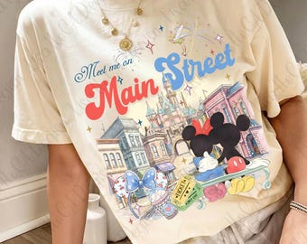 Meet Me On Main Street PNG, Magic Kingdom Nostalgic Design, Vintage Main Street USA PNG, Disney Trip Matching png