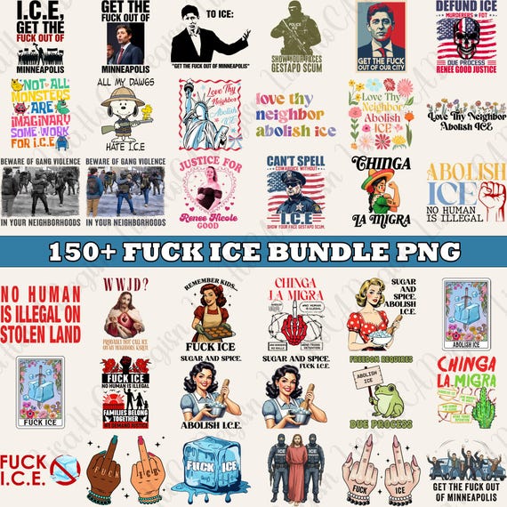 150+ Abolish ICE PNG Bundle, Human Rights Activist (Digital Download)