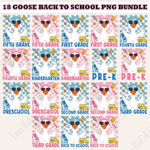 18 Back to School Goose PNG Bundle, Coquette Teacher First Day of School Shirt Design, Preppy Sublimation, Pre-k 1st/2nd/3rd/4th Grade
