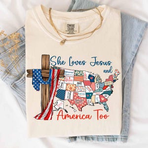 Ama Gesù e anche l'America 4 luglio Png, America USA Png, America 4 luglio Png Design, 4 luglio Bandiera USA digitale, Ragazza americana
