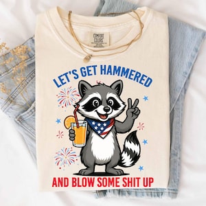 Sballiamoci e facciamo saltare in aria un po' di roba. Divertente procione del 4 luglio in America. PNG, 4 luglio, PNG selvatico, Hotdog Raccoon png, Merica png