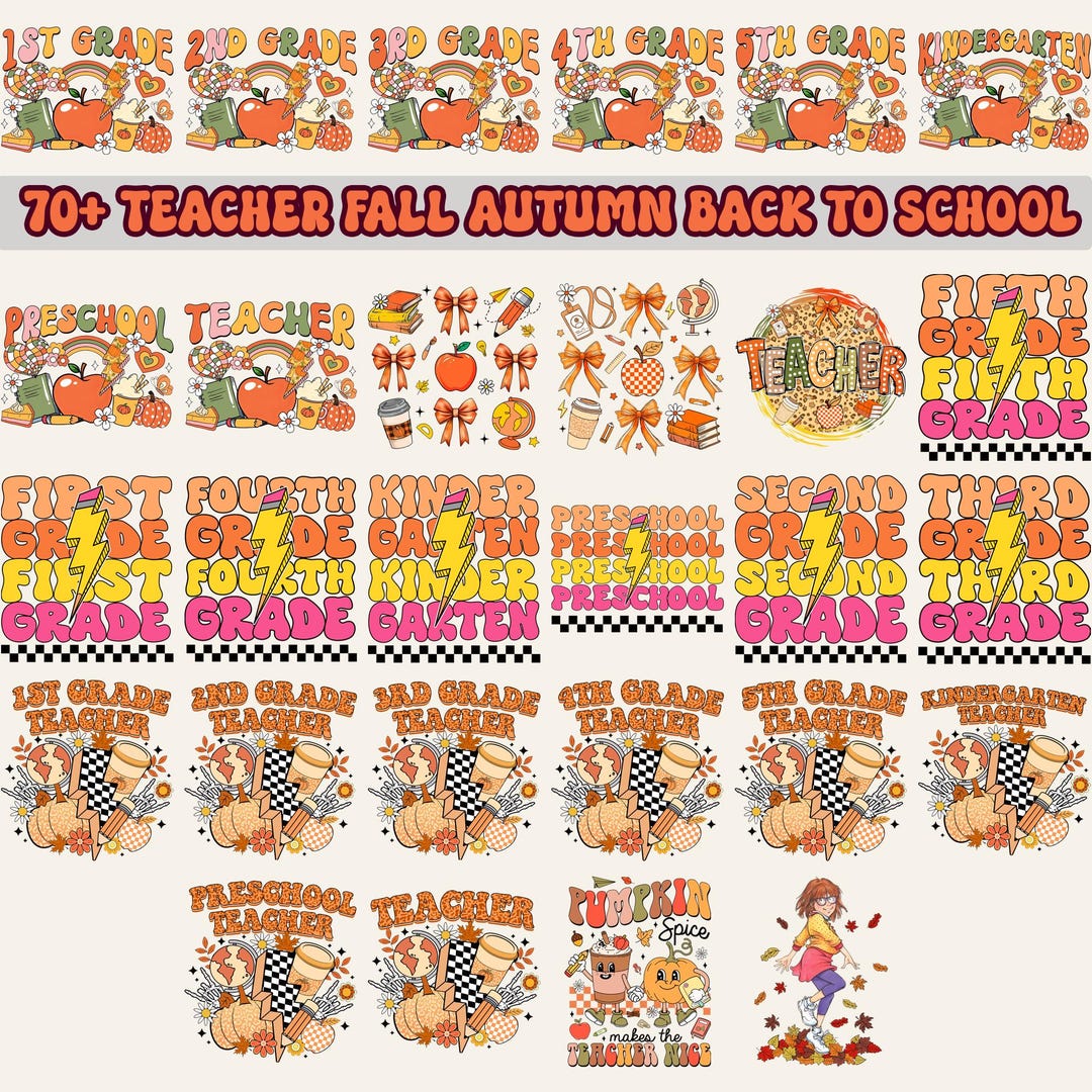 70+ Fall Teacher PNG Bundle Sublimation, Autumn Teacher PNG ...