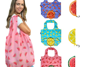 3 Pack Reusable Grocery Bags - Foldable Tote with Zippered Pouch,  Reusable Shopping Bags,