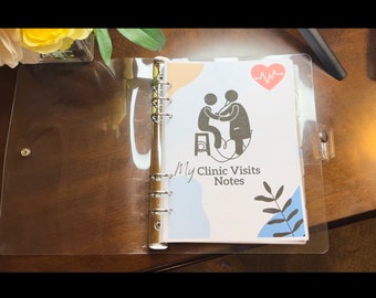 Medical Clinic Visit Organizer in Clear A5 Binder with Dividers and Sticker Labels | Health |Wellness | Journal | Health Organizer |Planner|