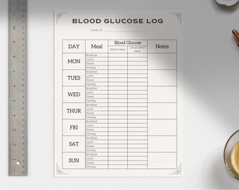 DIABETES BLOOD SUGAR Log | Blutzuckermessung | Gesundheit Wellness | Tracker| Logbuch | Diabetes Selbstpflege | Glukose-Tagebuch |