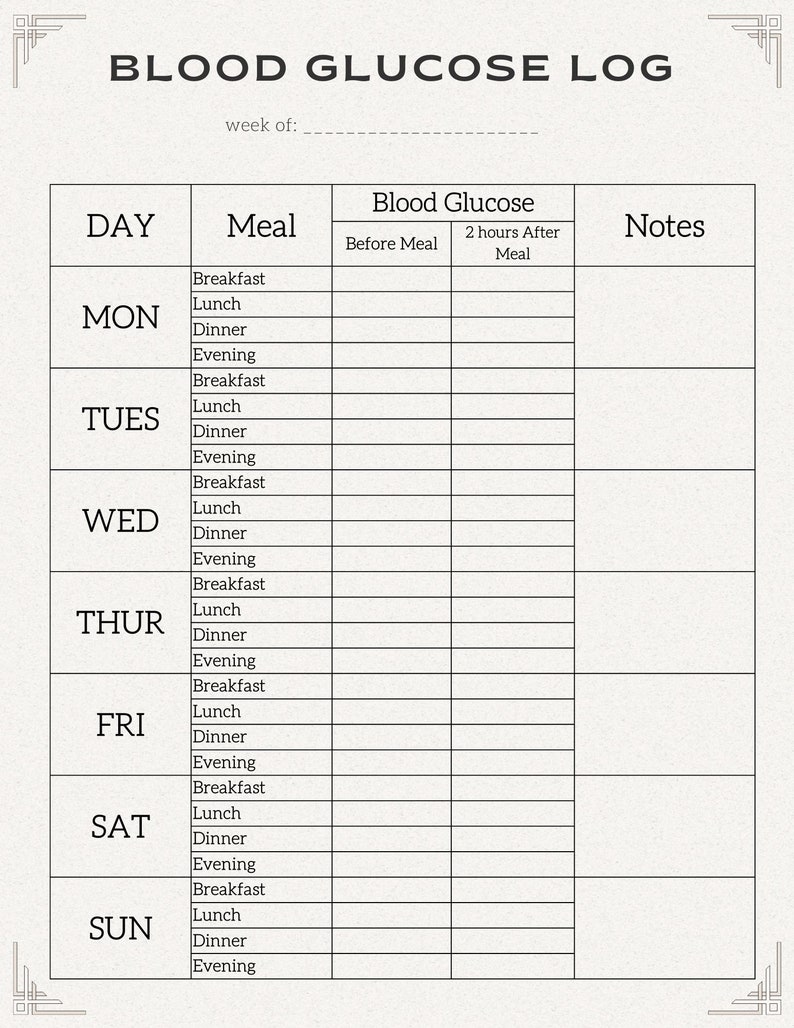 DIABETES BLOOD SUGAR Log Glucose Monitoring Health Wellness Tracker Log