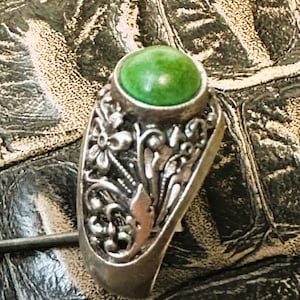 2796 Vintage Silver 875 Ring nephritis USSR, Women&#39;s, 1970