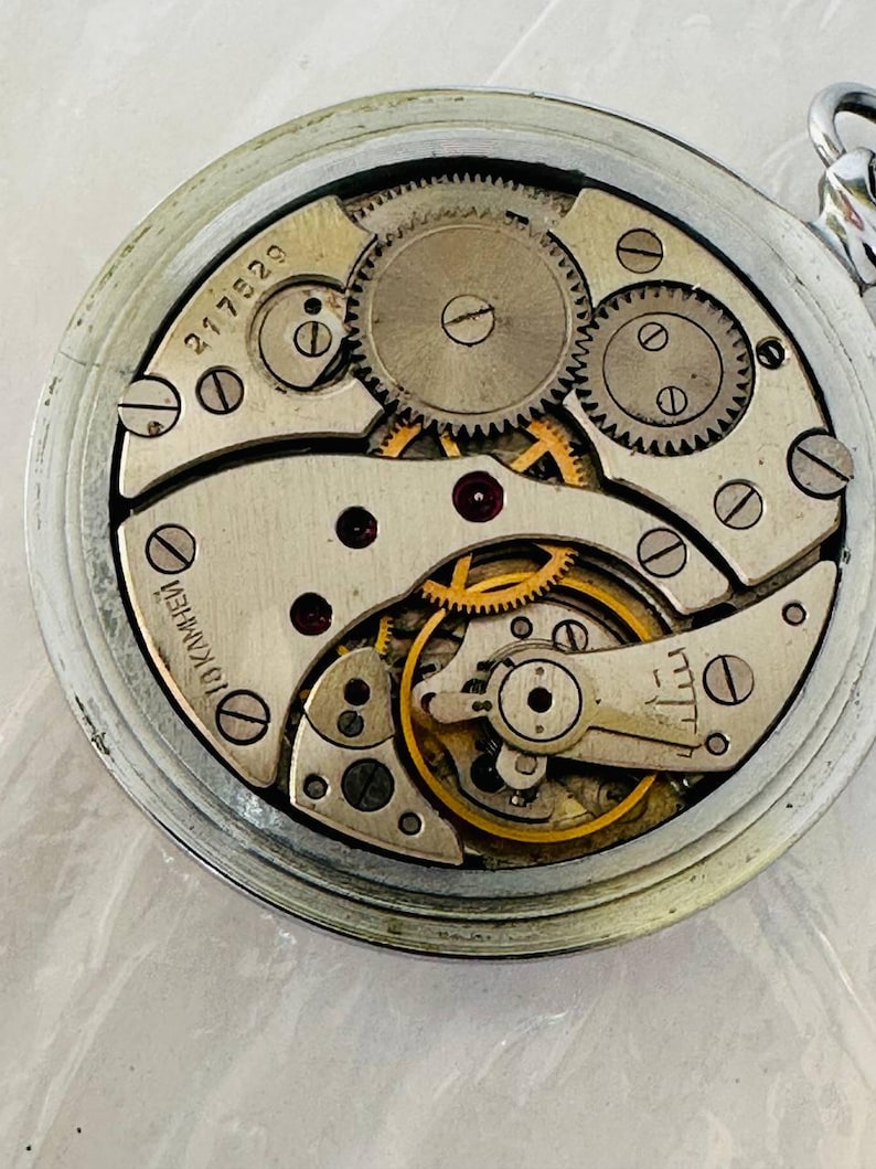 3306 Pocket Watch Molnija 3602 Kristal RARE 1960-70 Vintage USSR Open ...