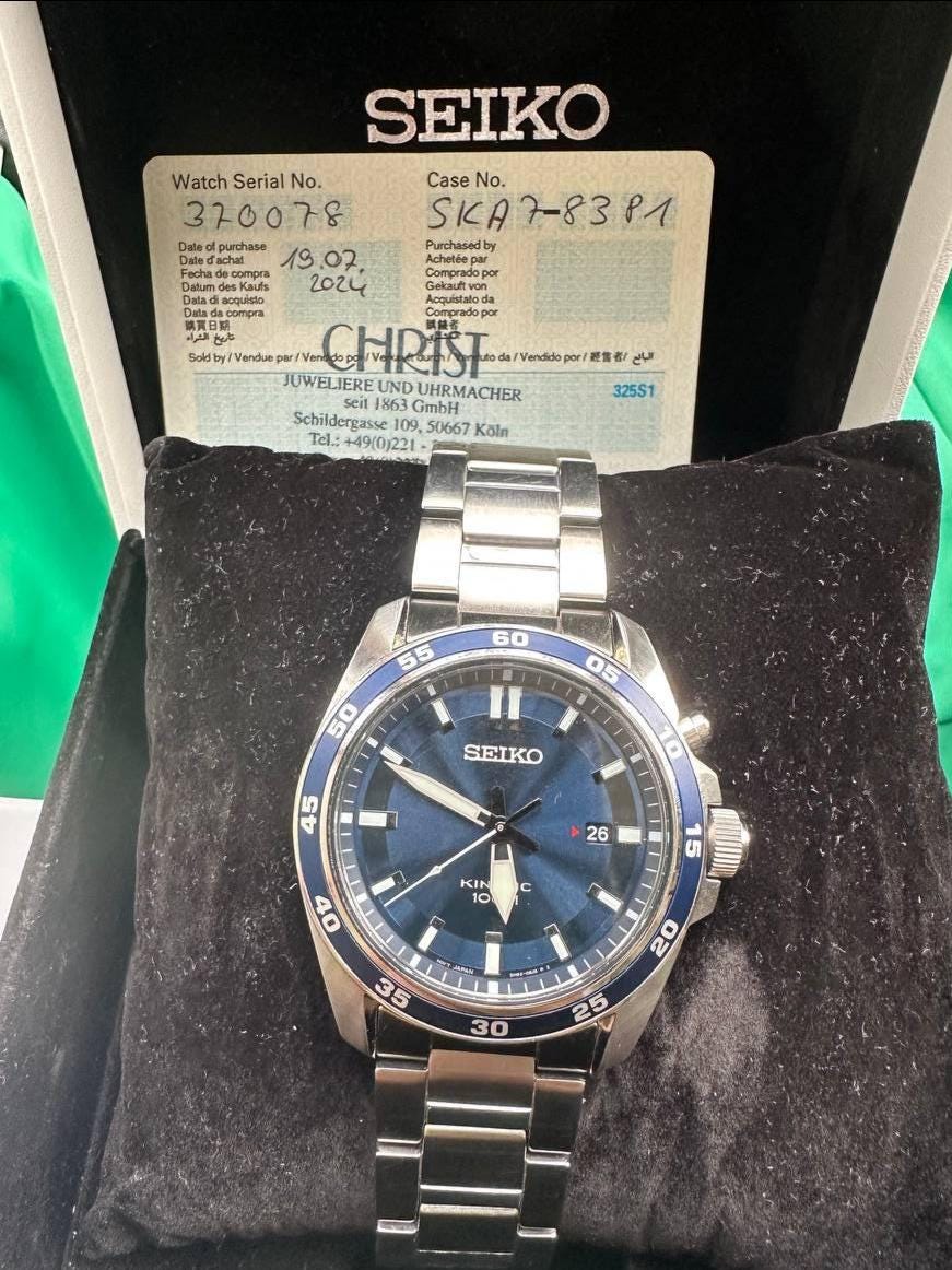 970 Seiko Kinetic Blue Dial Men's Watch 5m82-0be0,passport