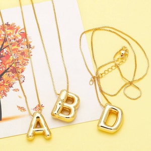 Oro plata globo burbujas letras collar colgante inicial en burbuja estilo letra burbuja joyería carta collar, mamá, cumpleaños, regalo