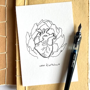 Carte artistique 10,5 x 15 cm - Coeur d'artichaut