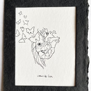 Carte artistique 10,5 x 15 cm - Coeur de lion